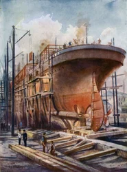 Een schip op de stocks